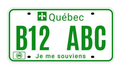 Quebec license number plate registration canada. New quebec license metal code