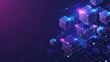 © ellisa_studio - Abstract blockchain, futuristic technology. distributed data storage. Network connection technology. Cubes and squares
