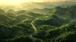 Aerial view of winding road in the mountains