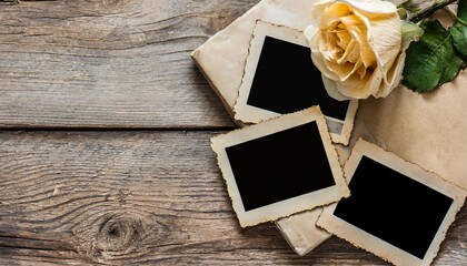 Canvas Print - old paper photo frames used vintage cardboard