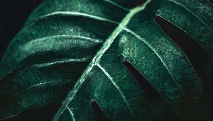 Wall Mural - tropical leaf texture with streaks close up macro as background wiht different tones of green