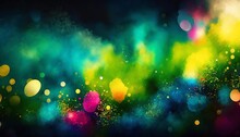 Colorful Watercolor Background In Green Blue Pink And Yellow Spring Or Easter Colors Abstract Sunny Bright Bokeh Blur Design