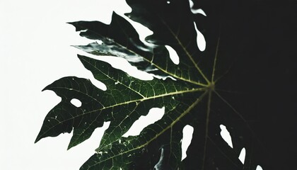 Wall Mural - papaya leaf isolated on white background alternative medicine
