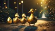 golden easter eggs funny duck bird family walking street
