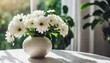 elegant white flowers in a vase on a bright table simple and beautiful home decor