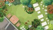 garden design layout with plants and landscaping elements yard maintenance concept illustration