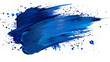 a bold stroke of blue paint on a transparent background. The paint appears thick and textured, with visible brush strokes that add depth and dimension
