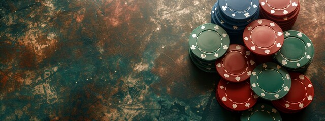 Wall Mural - a pile of poker chips sitting on top of each other on a table