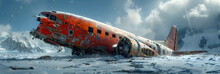 Crashed Aeroplane Wreck in the Snow,
Wreckage of crashed plane on sandy shore of iceland beach
