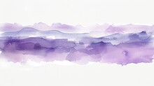Bold Horizontal Purple Brush Strokes On A White Canvas Displaying Texture And Abstraction. Artistic Background With Dynamic Watercolor Painting Elements.