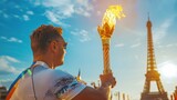Fototapeta Kosmos - man holding the olympic torch