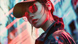 Urban Street Style Remix: Edgy streetwear looks showcased by models in urban poses, enhanced with glitch elements for a modern and rebellious twist.
