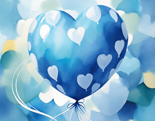 Wall Mural - Baby blue heart balloon for party and celebration colorful background