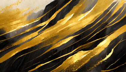 Sticker - Black and Gold bright colors Watercolor Oil Paintbrush Art Background