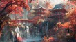 mesmerizing fantasy art depicting a serene japaneseinspired scene with traditional elements and dreamlike atmosphere digital painting