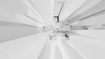 3D geometric cubes. 3d shapes. Color white and grey smooth 3D art