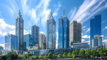 The Towering Skyscrapers Of Melbourne Create A Striking Cityscape, Showcasing Its Urban High-rises And Distinctive Skyline. This Architecture Is An Integral Part Of Australia's Vibrant City.