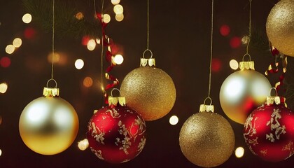 Wall Mural - christmas balls on holiday background