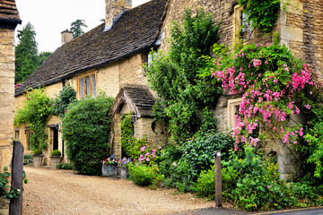 Wall Mural - Picturesque stone house in the Cotswolds village of Castle Combe, Wiltshire, England