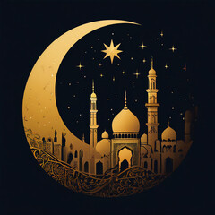 A poster for the month of ramadan greeting card eid mubarak