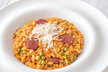 Poster - Portion of chorizo risotto