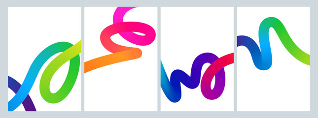 Leinwandbilder - Abstract Holi Banners with Gradient Colored Curve Shape. Vector Posters with Waves.