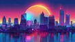 retro 90s japanese animation style cityscape with neon lights and futuristic elements nostalgia and pop culture concept digital illustration