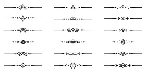 Wall Mural - text dividers doodle set. wedding decorative elements, ornament, borders, lines. hand drawn vector i
