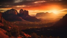 Sedona Arizona With Red And Orange Sunset