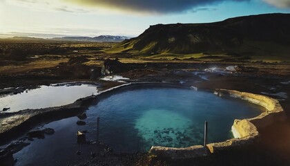 Wall Mural - hot springs in a geothermally active area in iceland