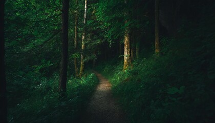 Wall Mural - path in green summer forest