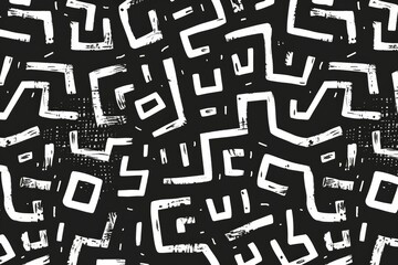 Sticker - A black and white painting of a pattern of squares and rectangles