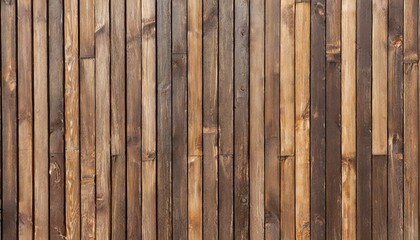 Poster - wood texture wall panel made of small planks brown planks as background