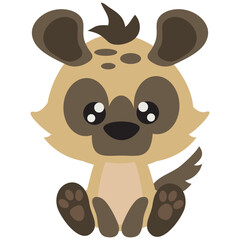 Wall Mural - Cute little sitting hyena vector cartoon illustration