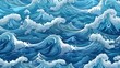 Seamless pattern background of beautiful blue ocean waves