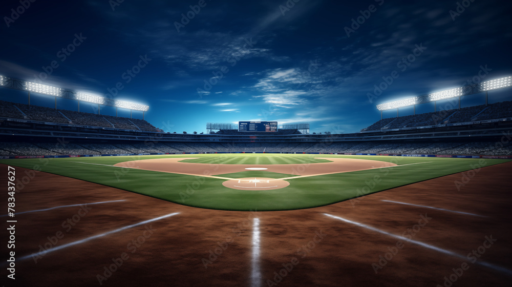 Dramatic Night Baseball Stadium with Spotlights and Dark Skies Stock ...