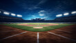 Dramatic Night Baseball Stadium with Spotlights and Dark Skies