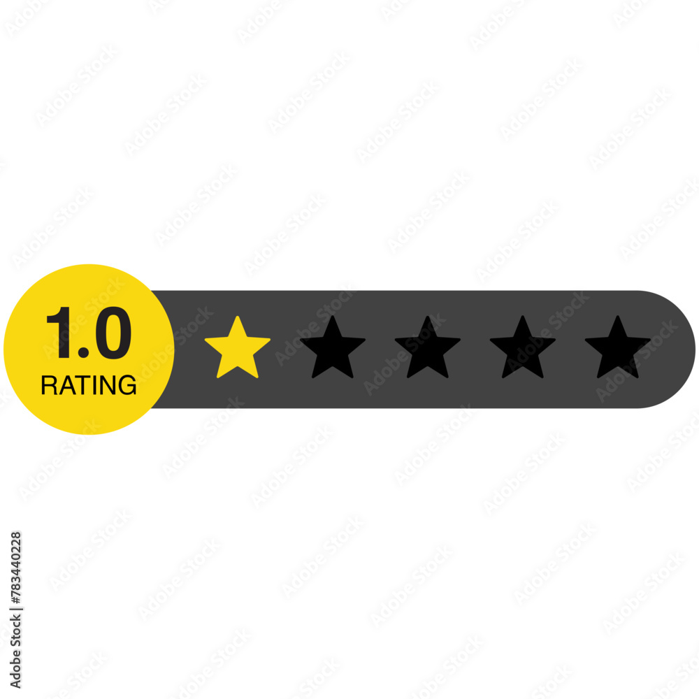 1 star rating icon, simple graphic classify quality review flat design ...