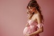 Maternal Grace in Pink. Concept Mother-Daughter Photoshoot, Maternity Portraits, Pink Props, Elegant Poses
