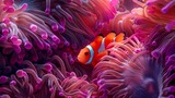 Clownfish Seeking Protection Among the Vibrant Tentacles of Its Anemone Home