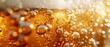 Craft beer, glass, close focus, golden amber, bubbles rising, soft bar light