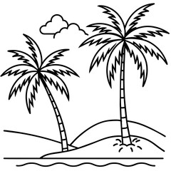 Wall Mural -      beautiful seaside view with some coconut palm.
