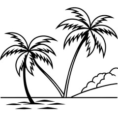 Wall Mural -      beautiful seaside view with some coconut palm.
