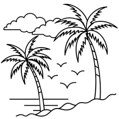 Wall Mural -      beautiful seaside view with some coconut palm.
