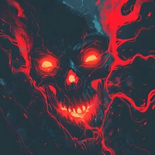 Colorful And Spooky Ghost Face With A Red Glow