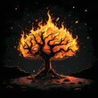 illustration of A Fiery Tree Against a Dark Night