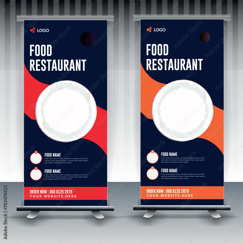 Fast Food Roll Up Banner Design Template cooking, cafe and restaurant ...