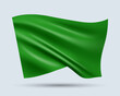 Vector illustration of 3D-looking green color flag template isolated on light background. Created using gradient meshes, EPS 10 vector