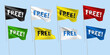 8 color vector flags with FREE text. A set of wavy 3D flags with flagpoles isolated on light background, created using gradient meshes