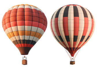 isolated hot air balloon in set of two